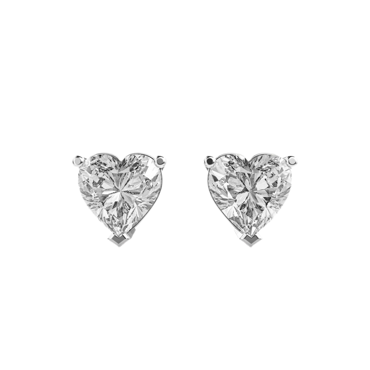 White gold heart cut diamond solitaire stud earrings for women, Valentine's Day gift