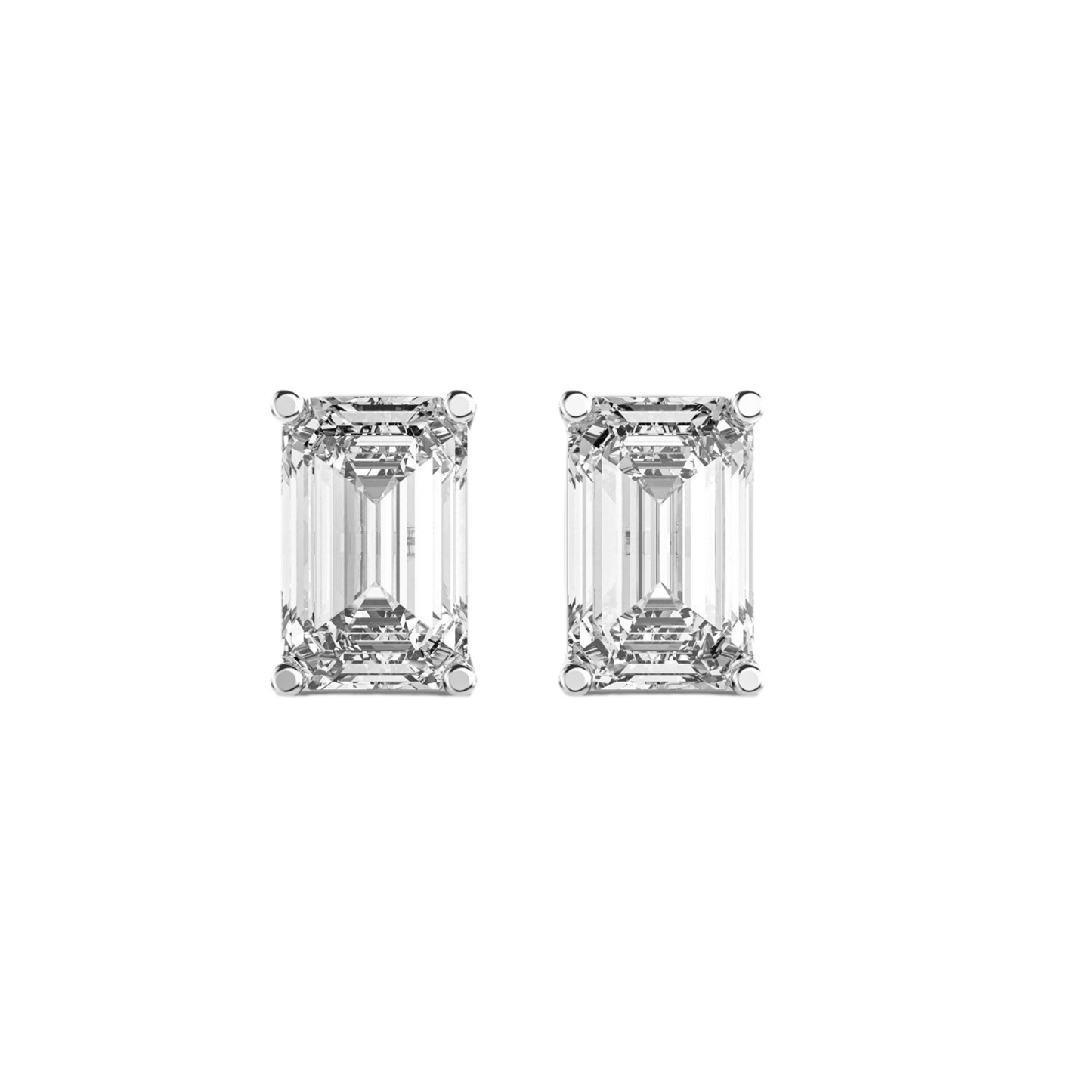 Emerald Diamond Solitaire Stud