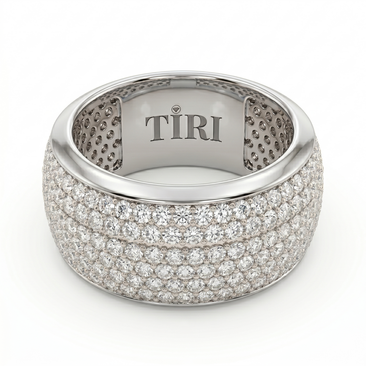 Tiri Pavé Horizon Diamond Ring featuring a sleek band with sparkling pavé-set diamonds on a white background