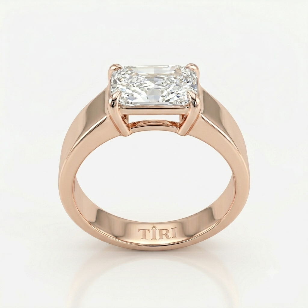Tiri Linearis Men Diamond Ring featuring sleek silver band with embedded sparkling diamonds and modern design.