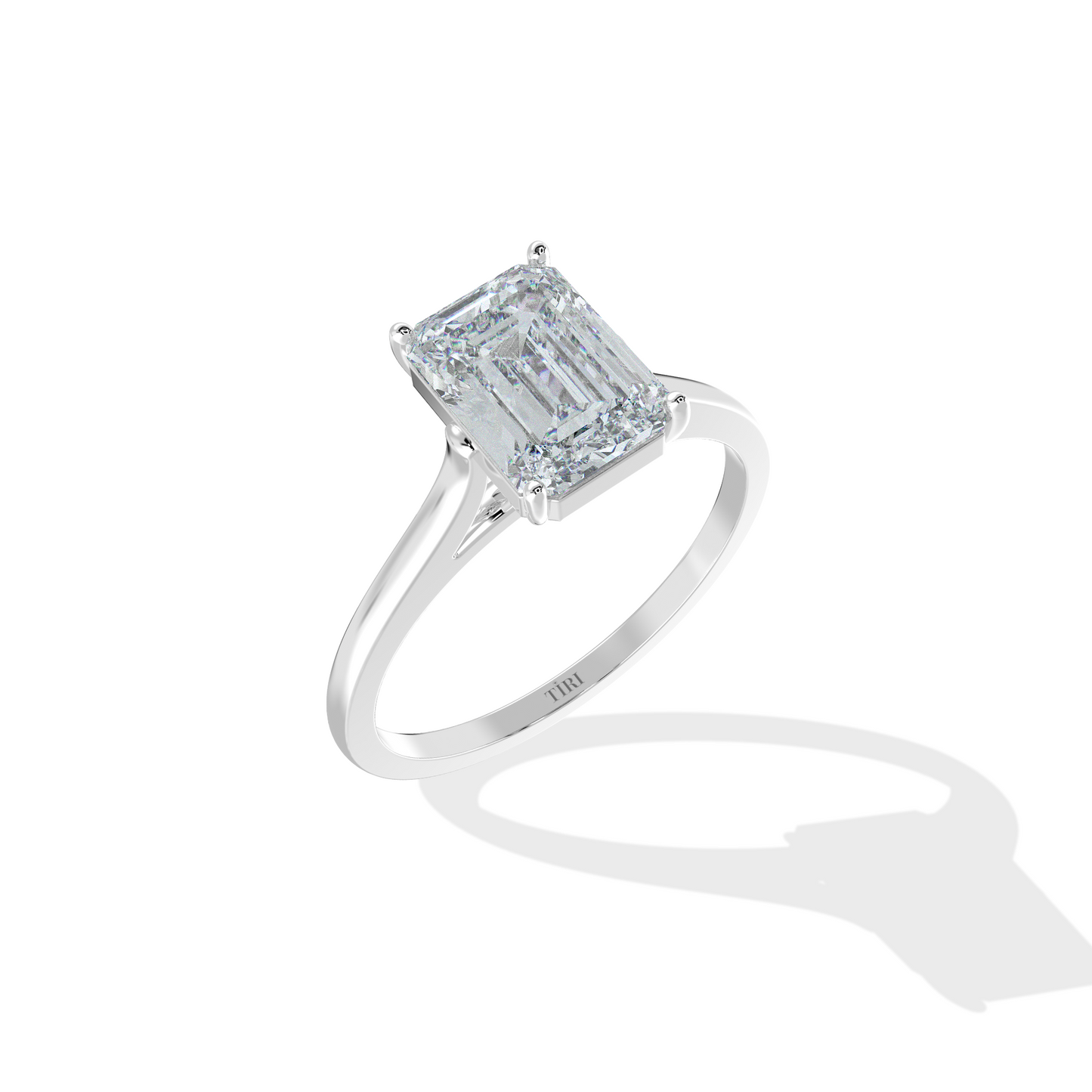 0.50 to 3ct Classic Emerald Diamond Solitaire Ring - Tiri