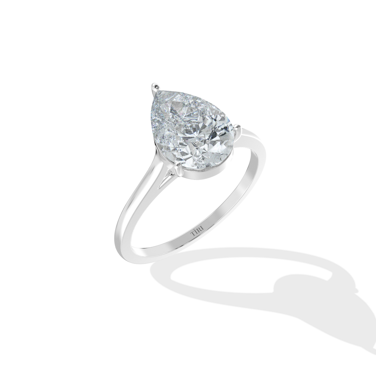 0.50 to 3ct Classic Pear Diamond Solitaire Ring - Tiri