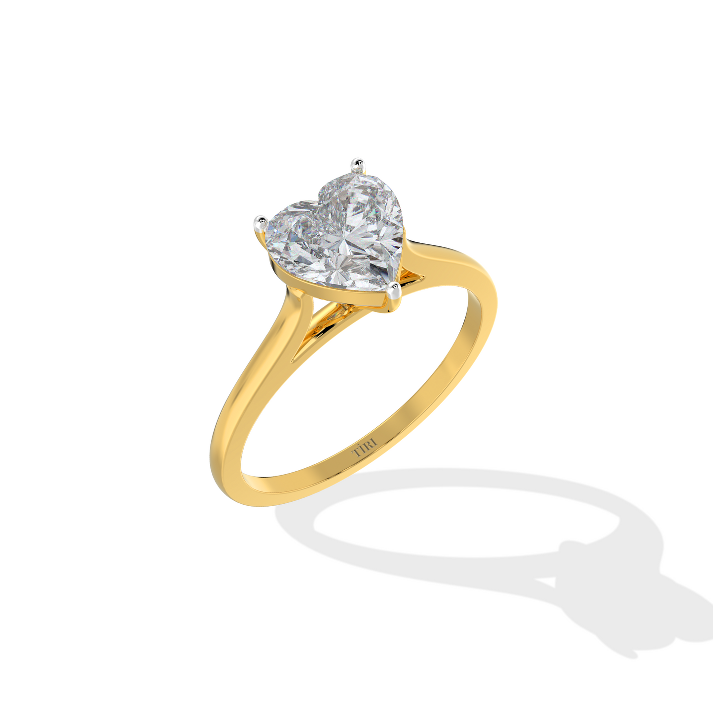 4 to 7ct Classic Heart Diamond Solitaire Ring - Tiri