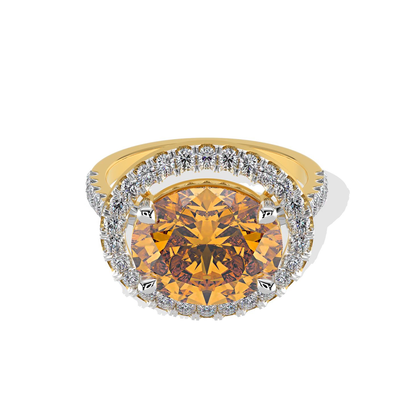 0.78 TW Diamond 2.03 Yellow Cl Stone Ring