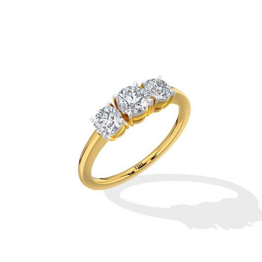 Golden Three-Stone Ring