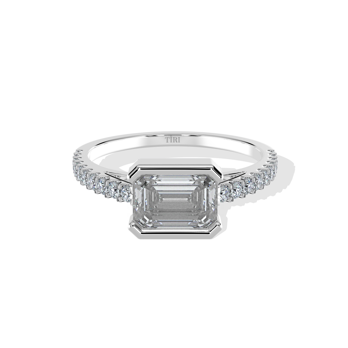 1.34 TW Emerald with Bezel Diamond Ring
