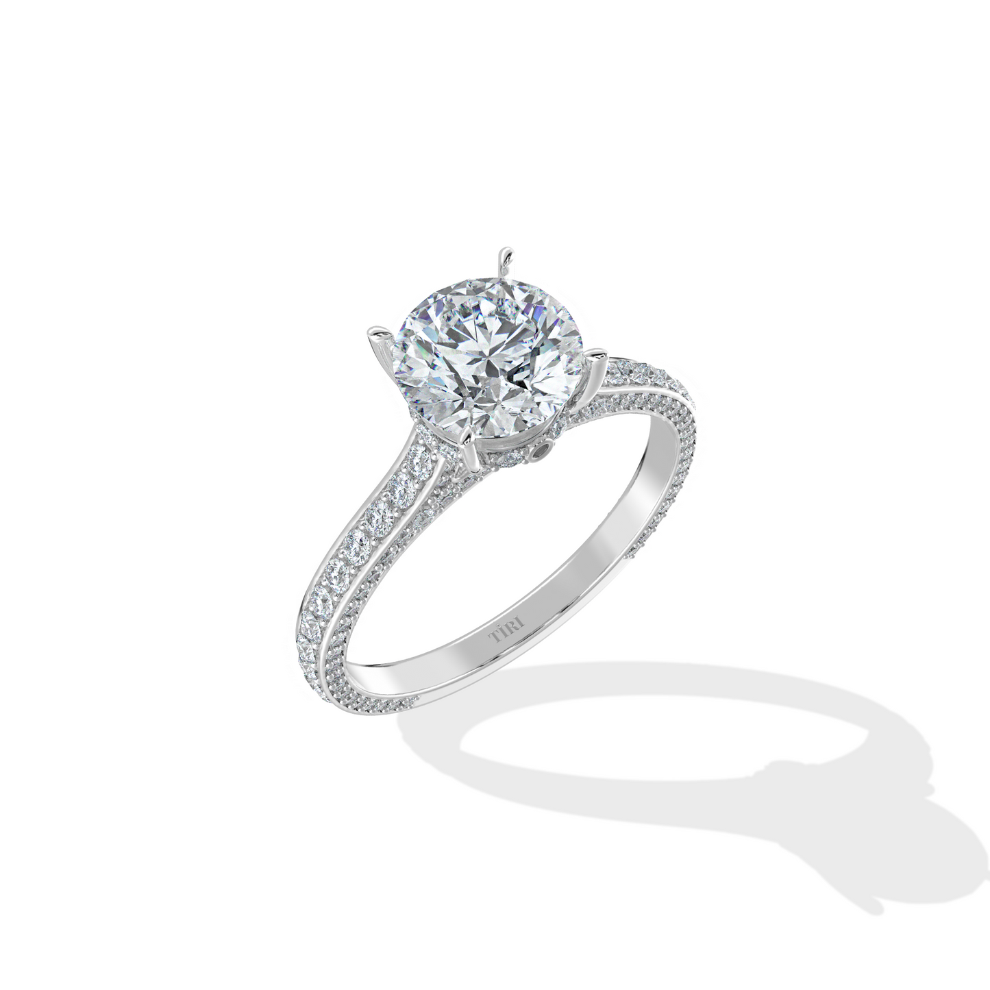 Pave Solitaire Engagement Ring