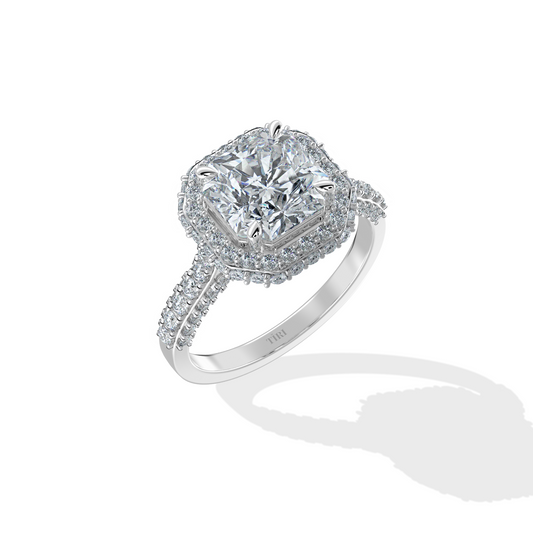 Cushion Cut Halo Engagement Ring