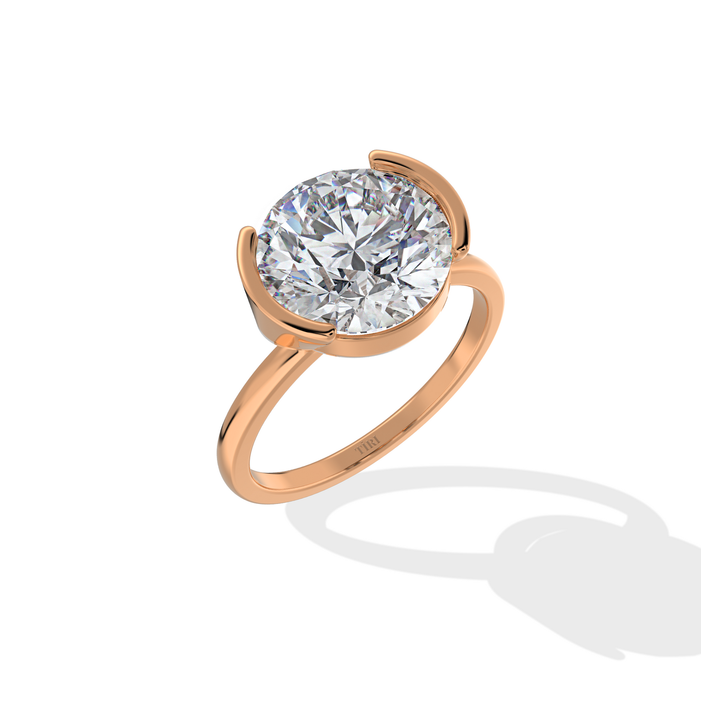 3.00 TW Round Half Bezel Diamond Ring