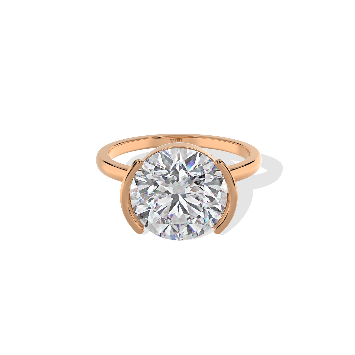 3.00 TW Round Half Bezel Diamond Ring