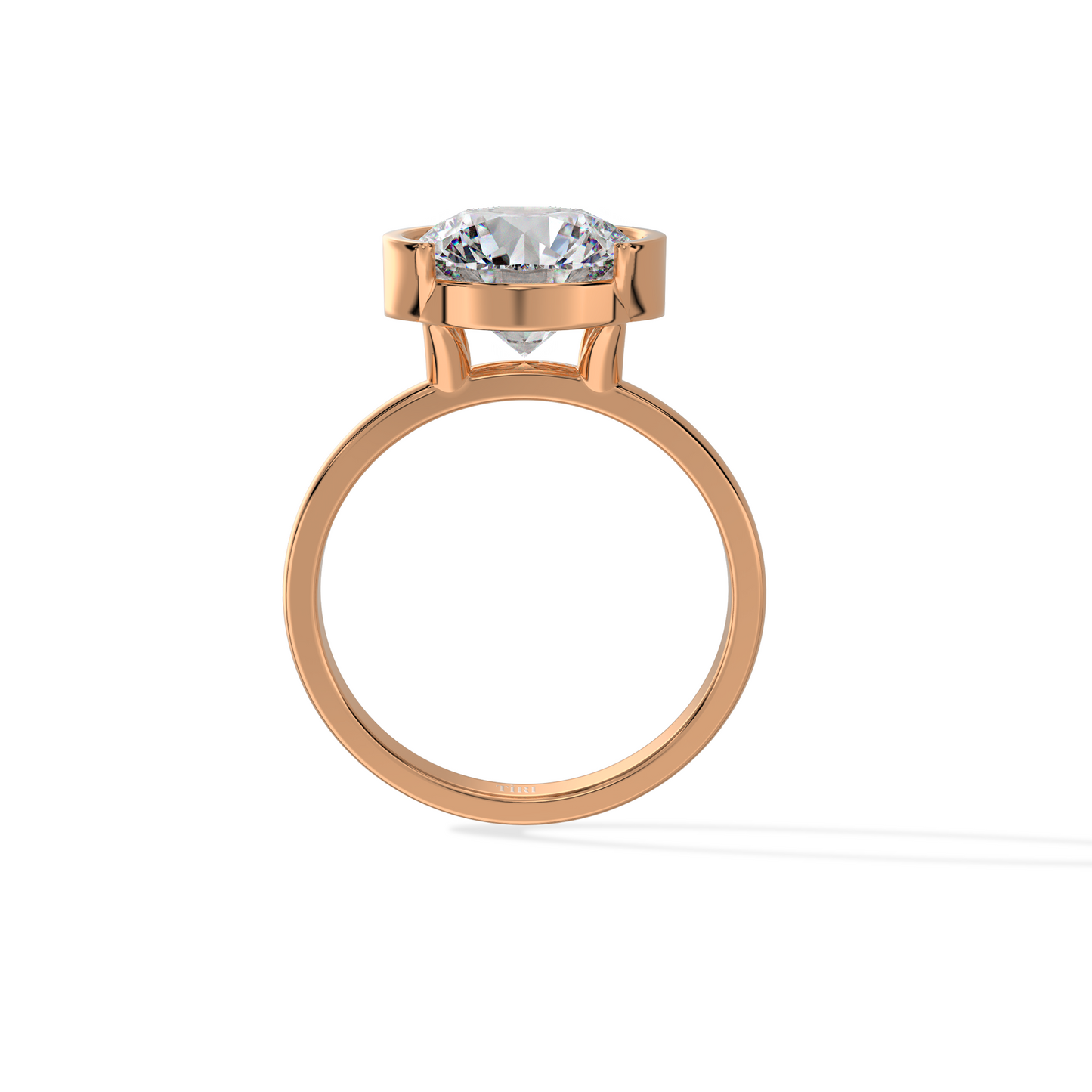 3.00 TW Round Half Bezel Diamond Ring