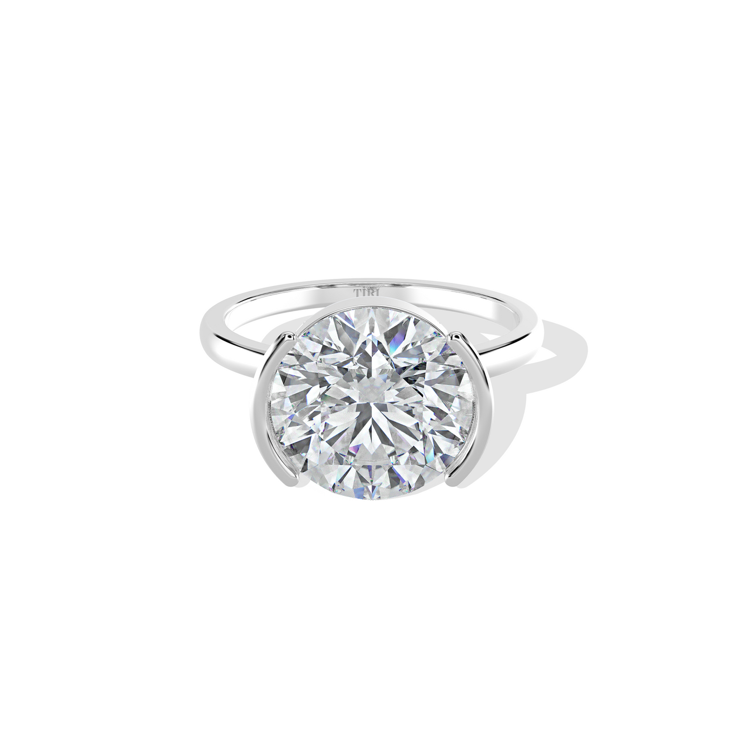 3.00 TW Round Half Bezel Diamond Ring
