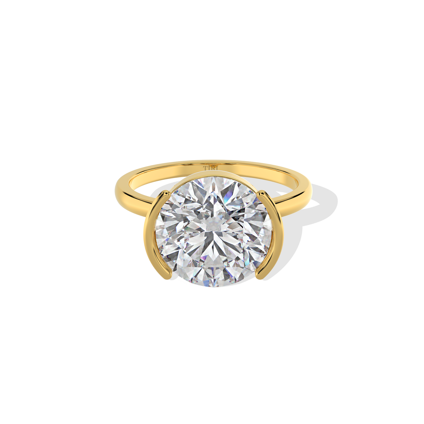 3.00 TW Round Half Bezel Diamond Ring