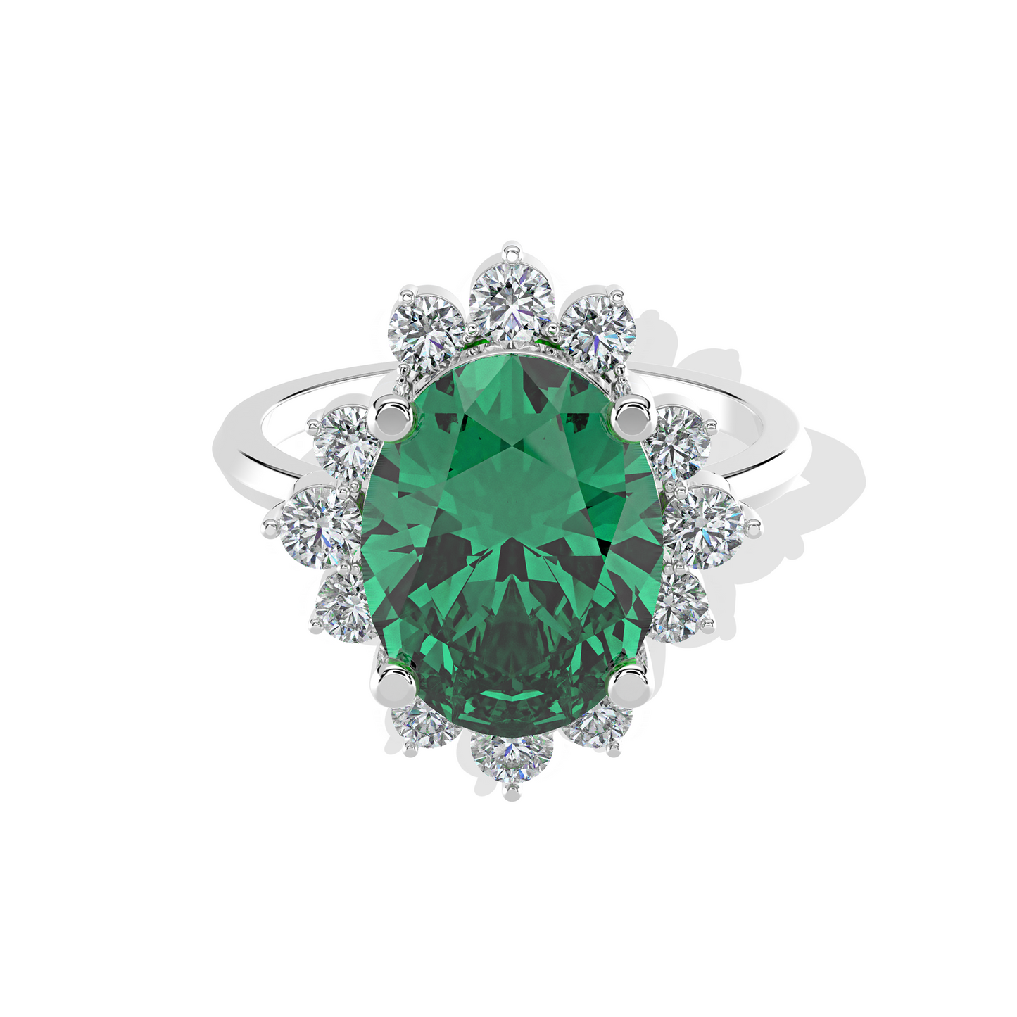 0.70 TW Diamond 4.00 Emerald Cl Stone Ring