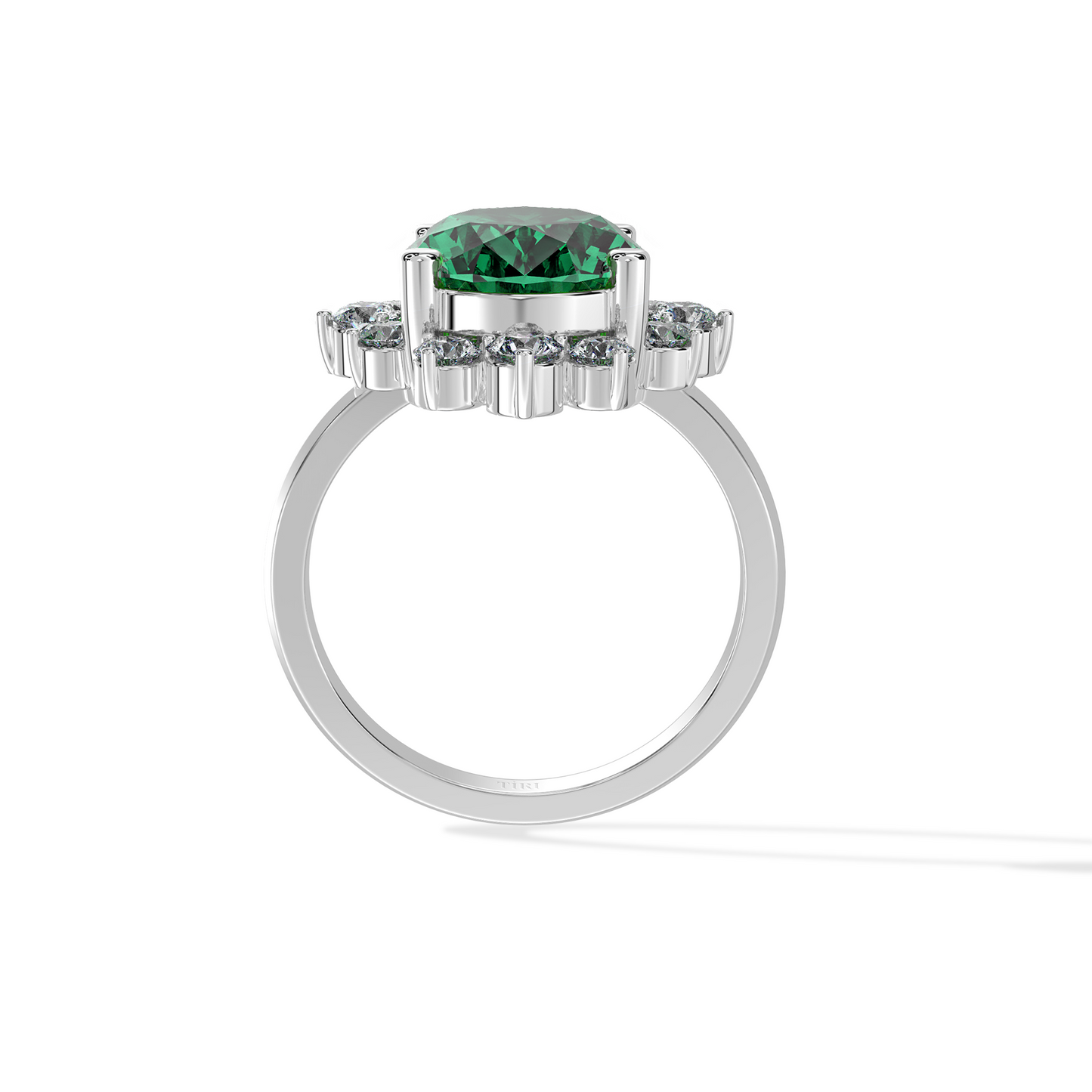 0.70 TW Diamond 4.00 Emerald Cl Stone Ring