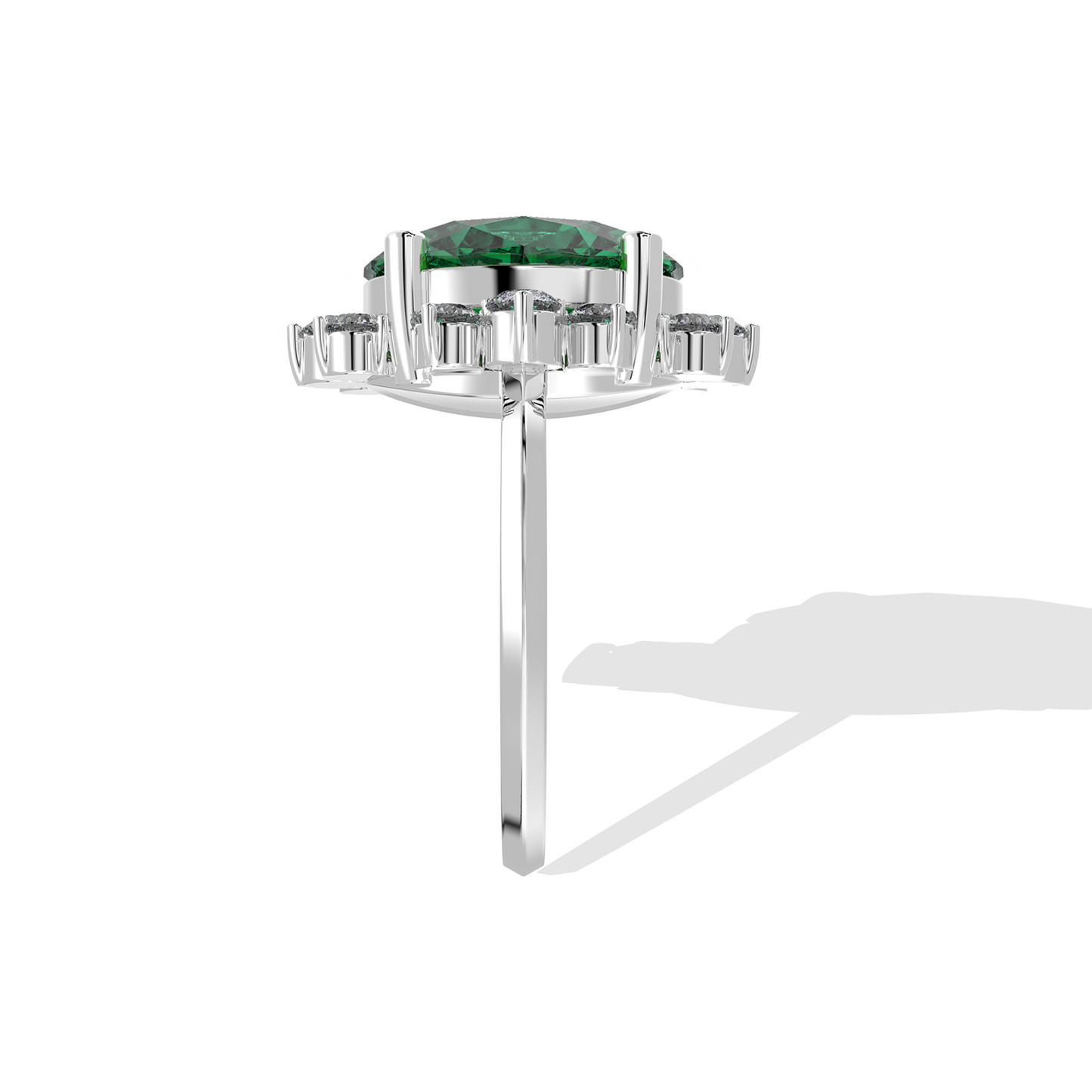 0.70 TW Diamond 4.00 Emerald Cl Stone Ring