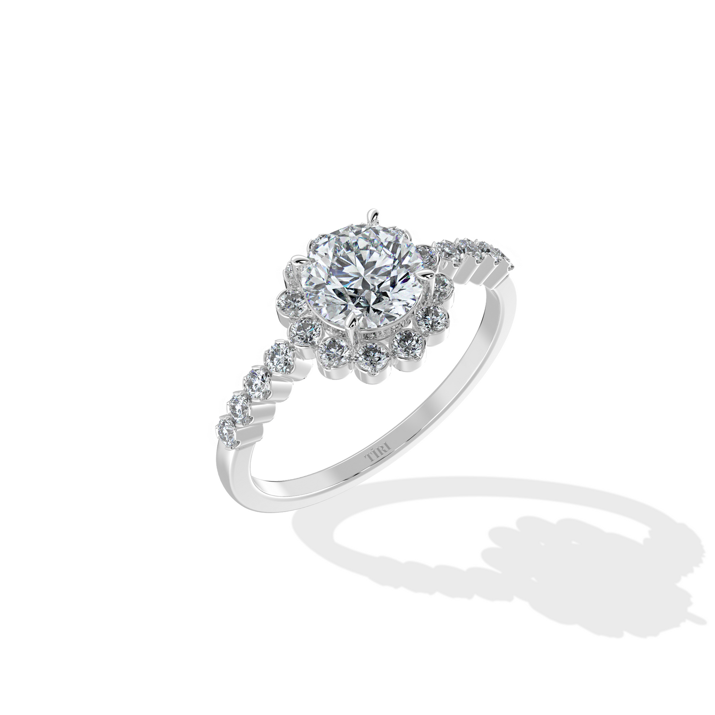 Floral Halo Diamond Ring