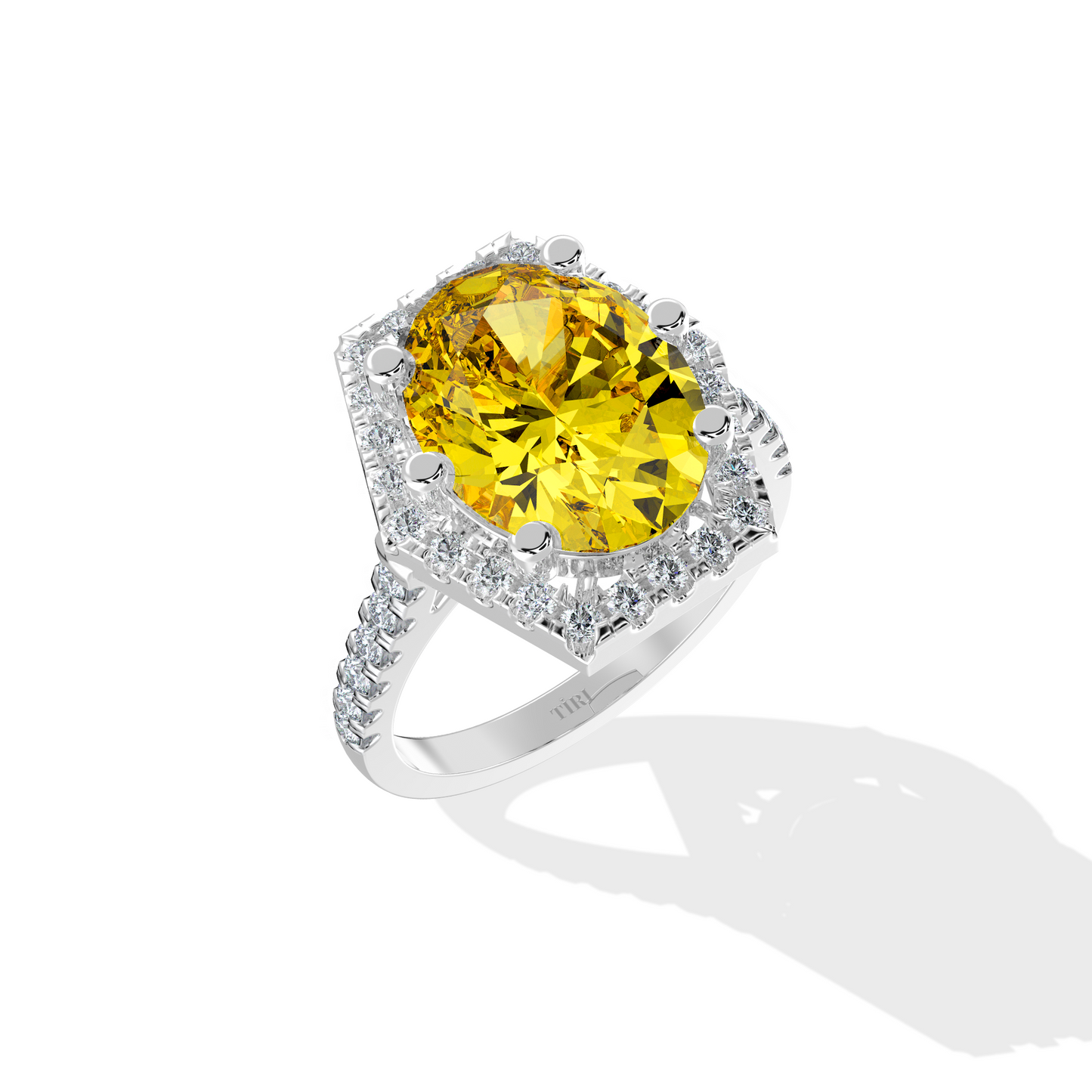 Radiant Citrine Halo Ring