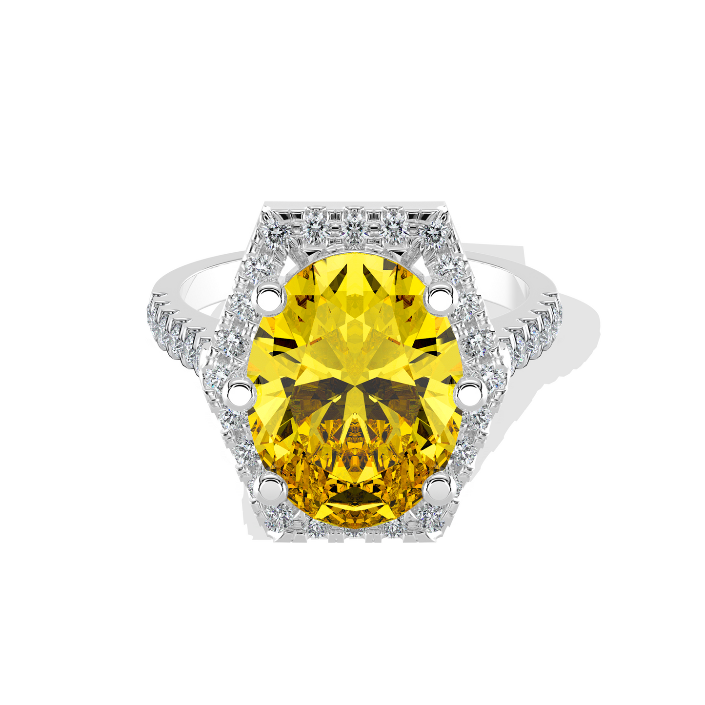 Radiant Citrine Halo Ring