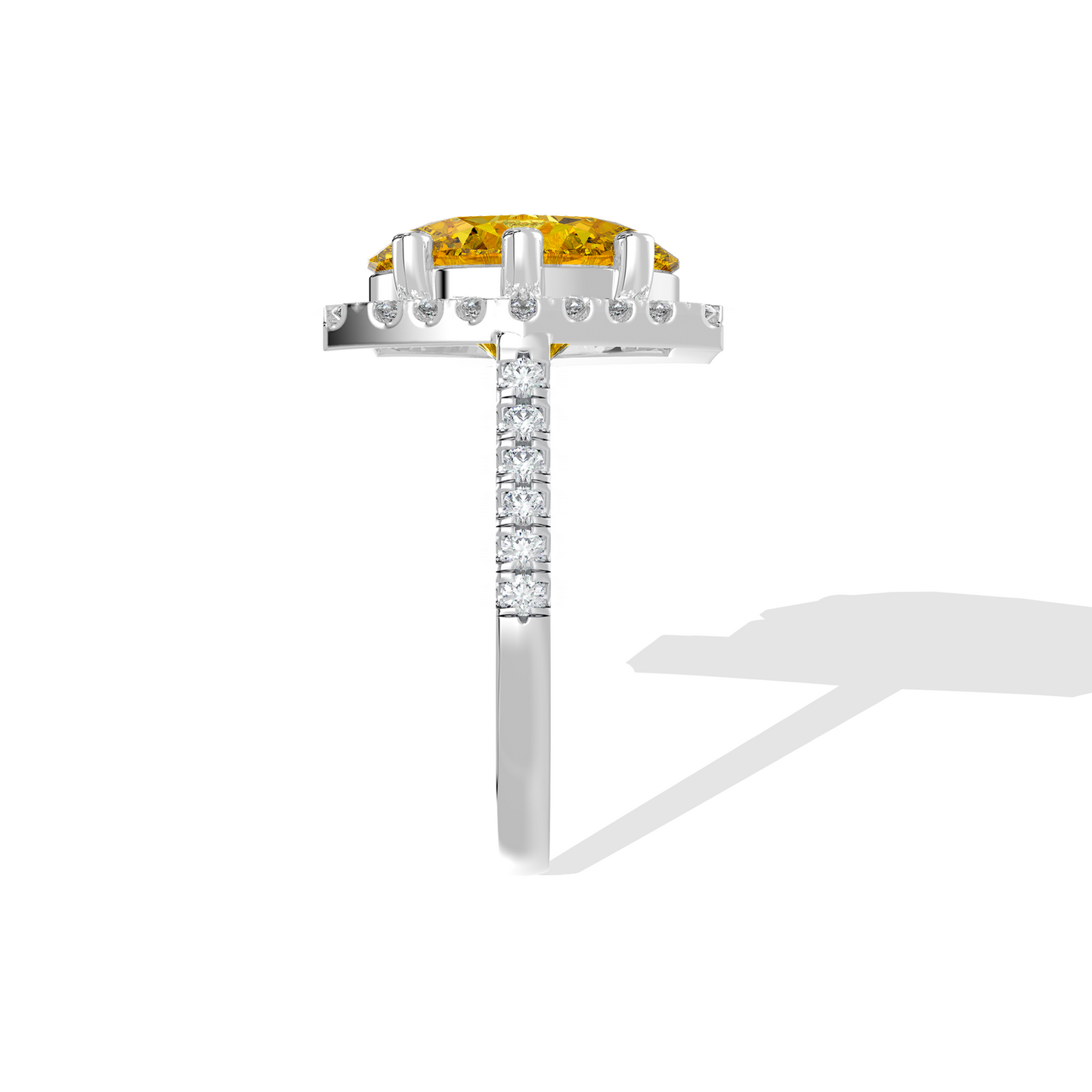 Radiant Citrine Halo Ring