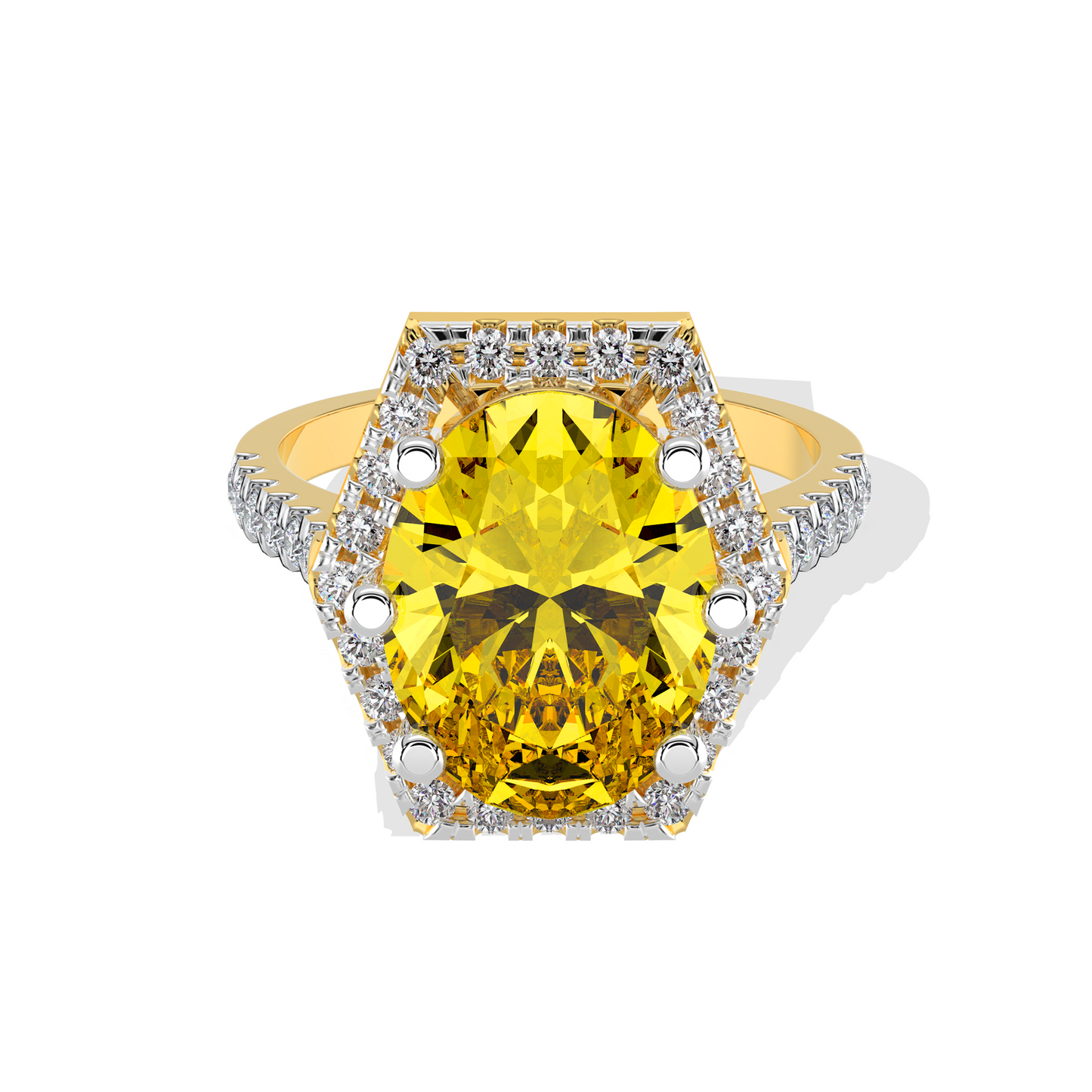 Radiant Citrine Halo Ring