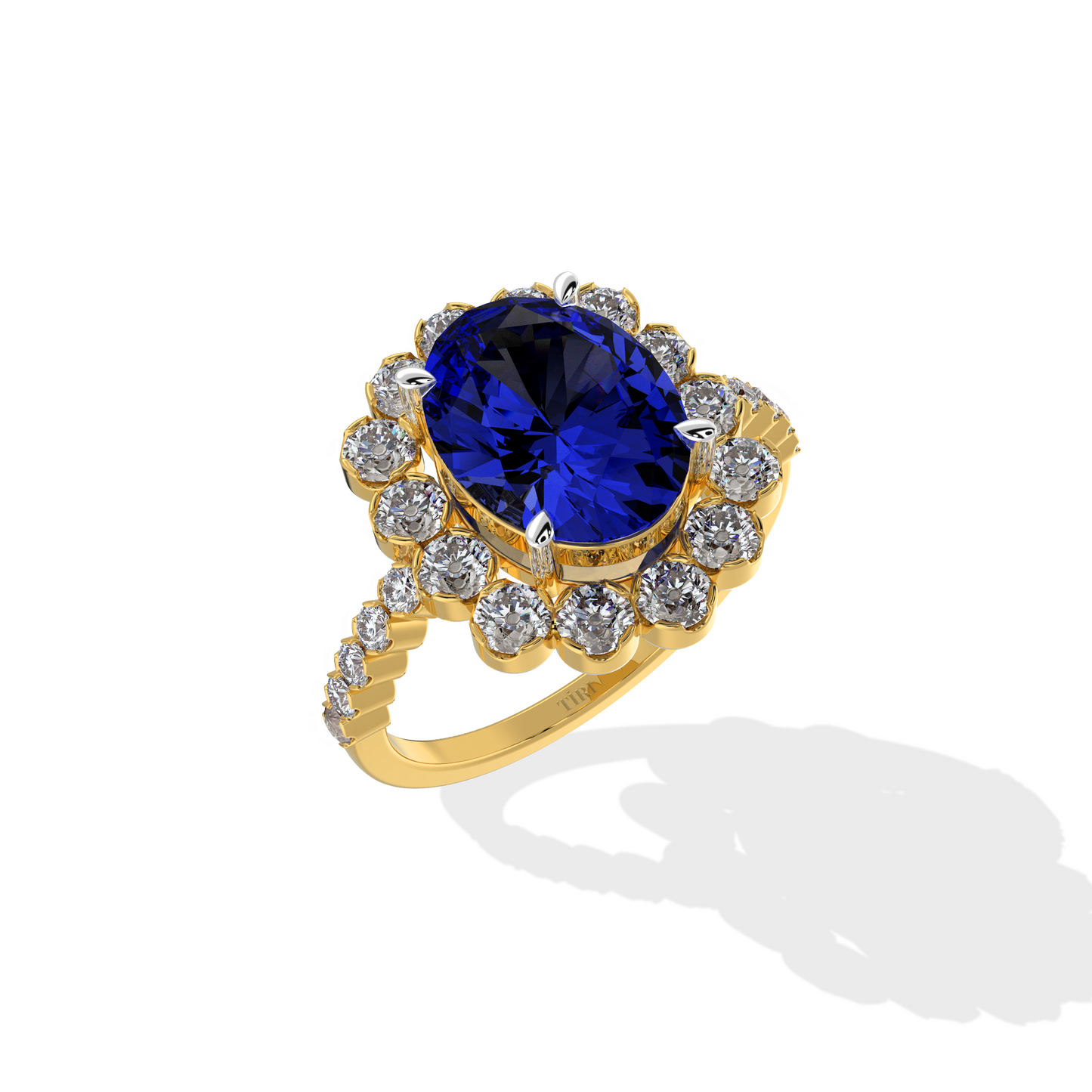 0.80 TW Diamond 2.00 Blue Sapphire Cl Stone Ring