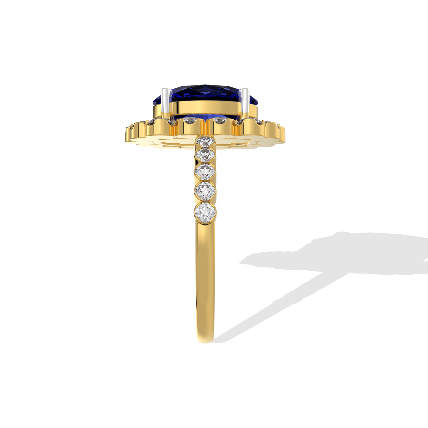 0.80 TW Diamond 2.00 Blue Sapphire Cl Stone Ring