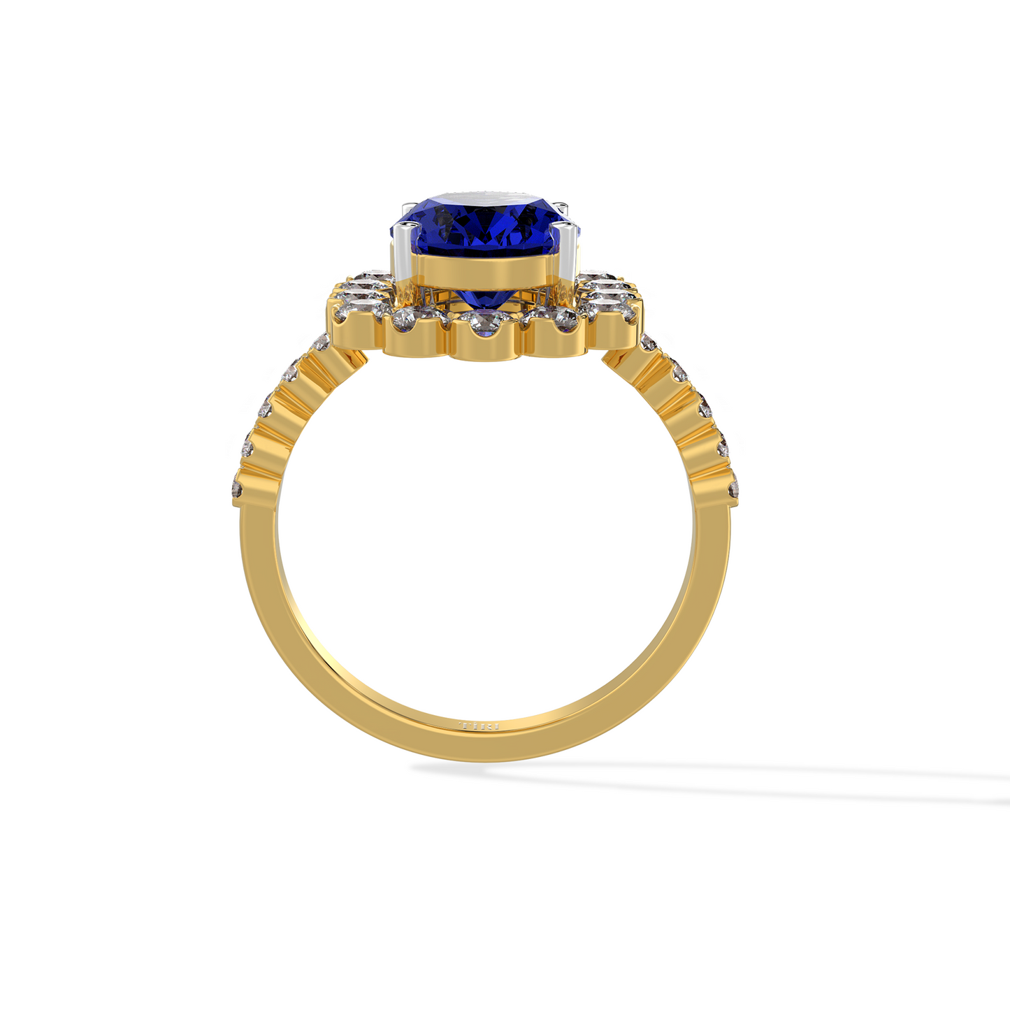 0.80 TW Diamond 2.00 Blue Sapphire Cl Stone Ring