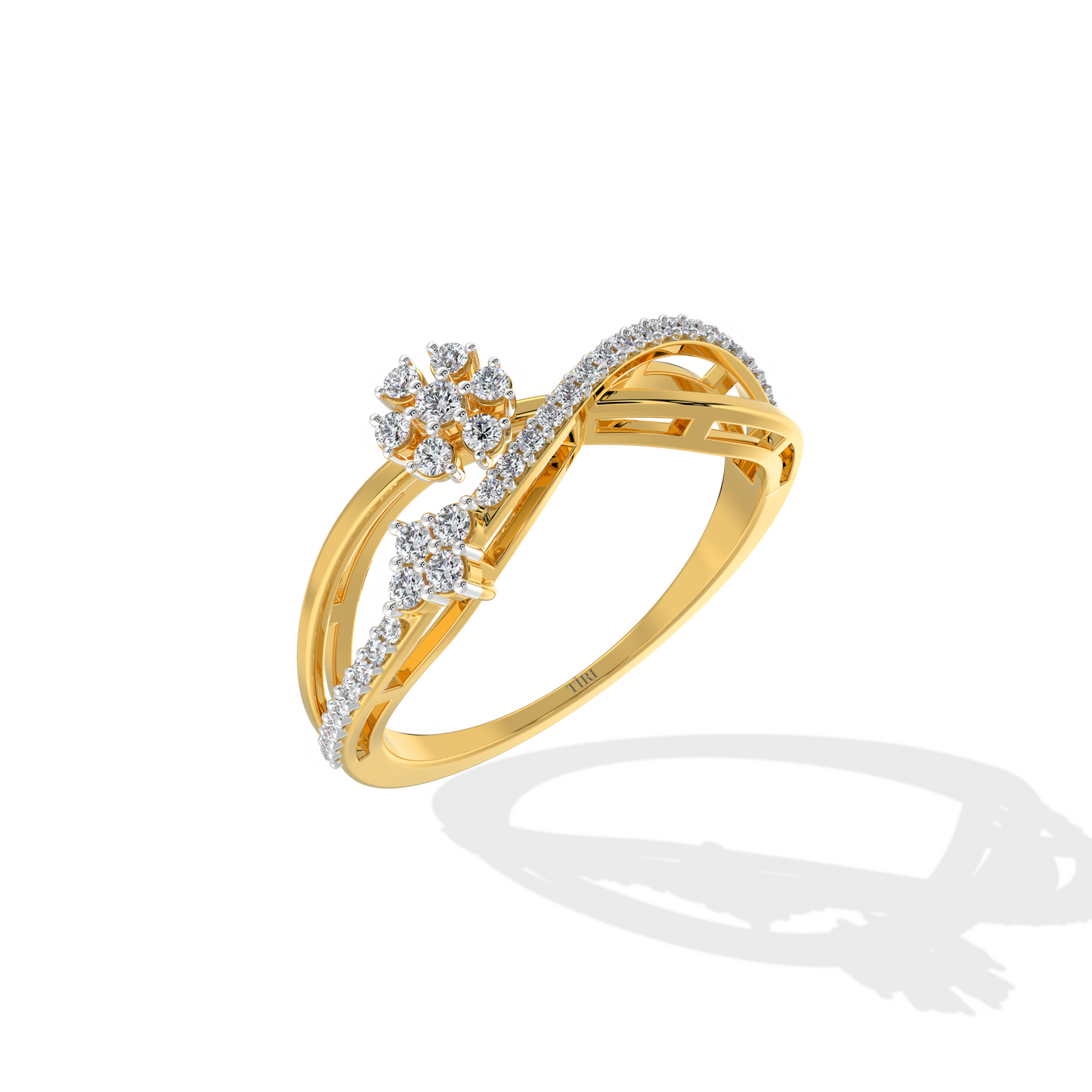 Golden Diamond Infinity Ring