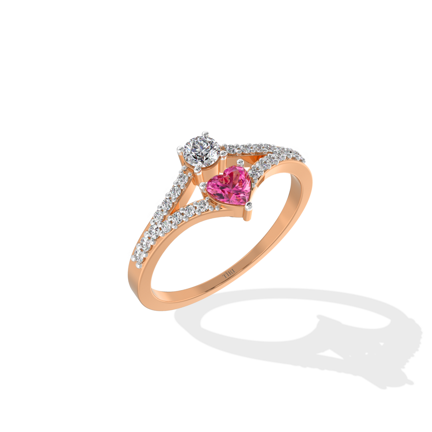 Tiri 0.50 TW diamond ring featuring a sleek band and sparkling diamonds, showcasing fine craftsmanship and elegant design.
