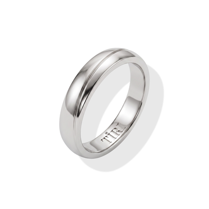 Men's gold band ring by Tiri featuring a sleek, polished gold finish and smooth circular design.