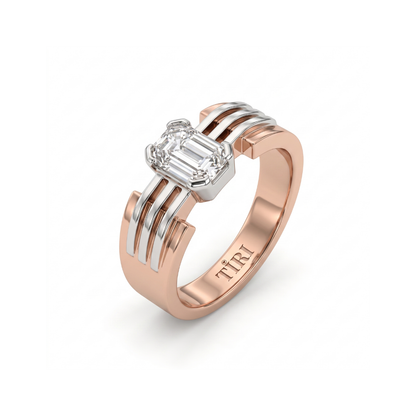Interlace men's diamond ring by Tiri featuring an intricate interwoven design and sparkling diamonds on polished metal.