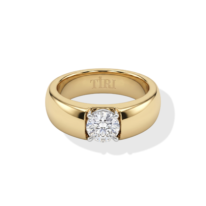 Tiri Classic Heritage Band Ring in polished metal with a sleek, timeless design, shown on a neutral background.