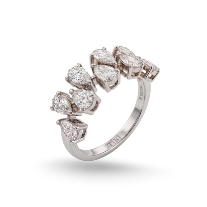 Tiri Lumina Pear Cut Diamond Ring featuring a sparkling pear-shaped diamond set on a sleek band.