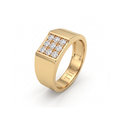 Tiri Quadra Nine Men Diamond Ring featuring a sleek silver band with nine sparkling diamond accents.