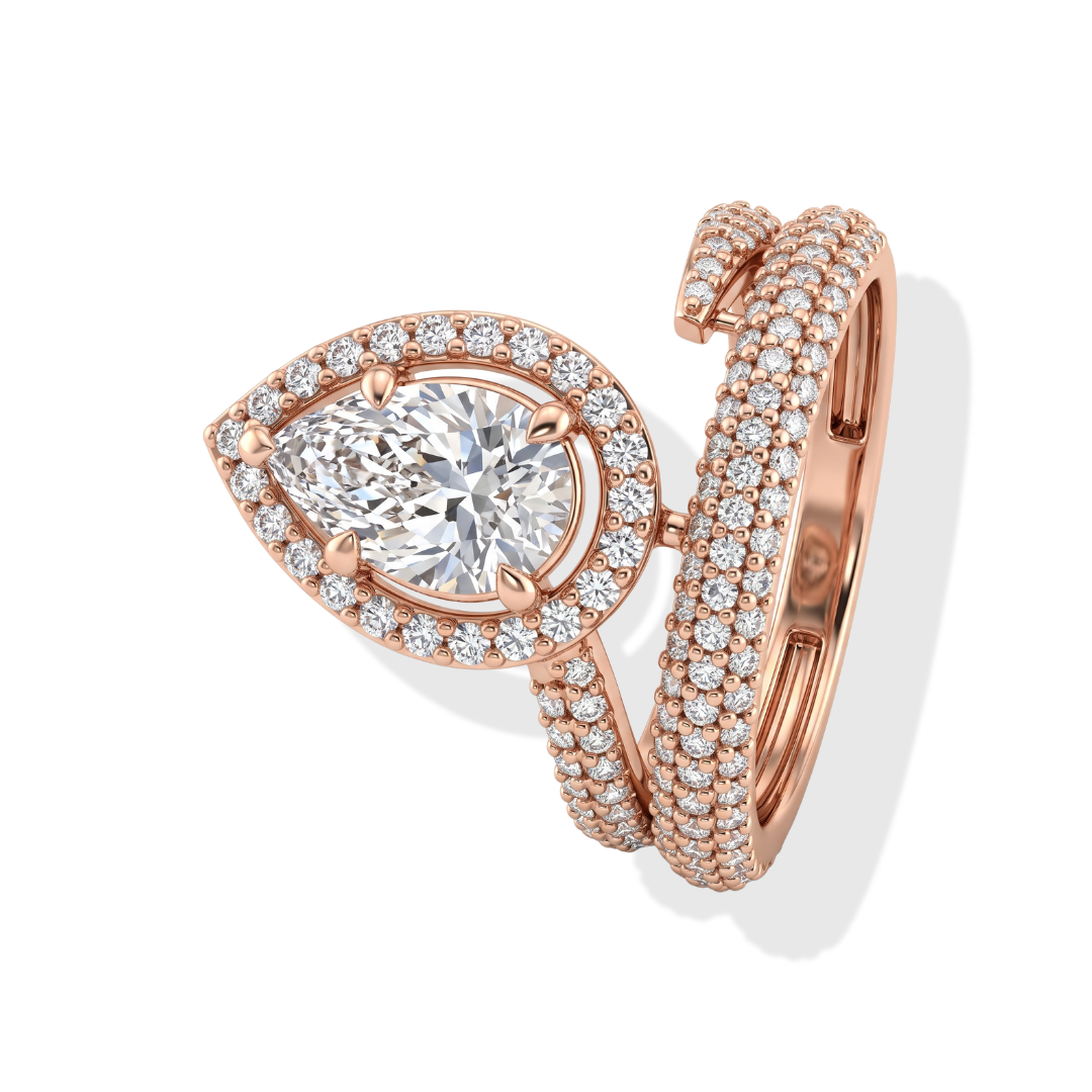 Tiri Empress Pear Diamond Ring featuring a large pear-shaped diamond set in elegant jewelry design