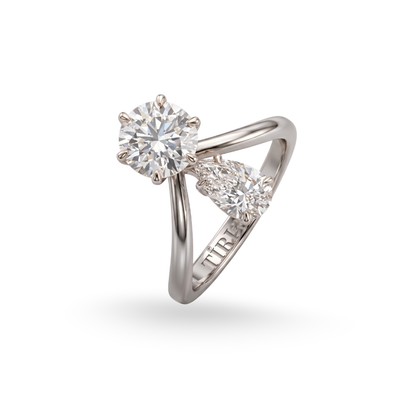 Tiri Twin Soul round pear cut diamond ring showcasing a sparkling pear-shaped diamond set in a sleek band