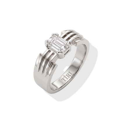 Tiri Sleek Onyx Men Diamond Ring showcasing a polished black onyx gemstone with diamond accents on a silver band