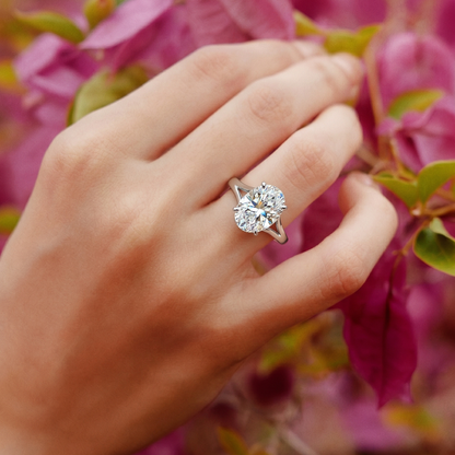 Silver Classic Oval Solitaire Ring by Tiri featuring a polished oval-shaped design and a central solitaire gemstone.