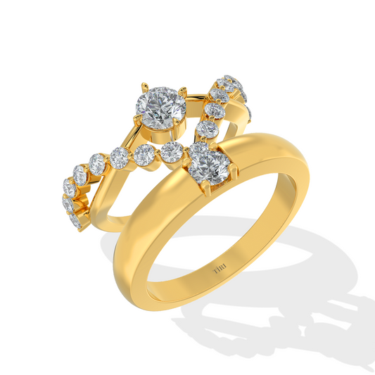 Tiri 1.90 TW diamond ring on a woman's finger, showcasing a sparkling diamond band with intricate design details.