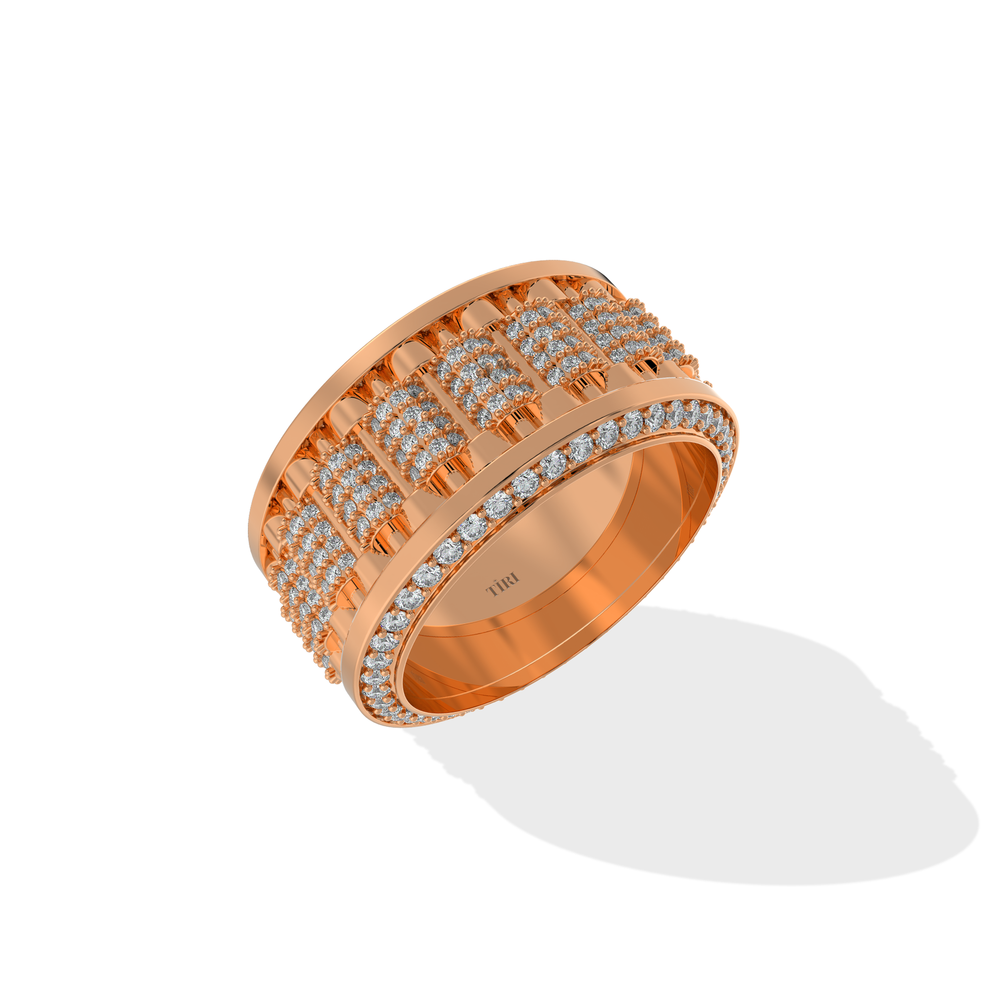 Tiri 4.80 TW diamond ring with a sleek band and sparkling diamonds, showcasing elegant jewelry design.