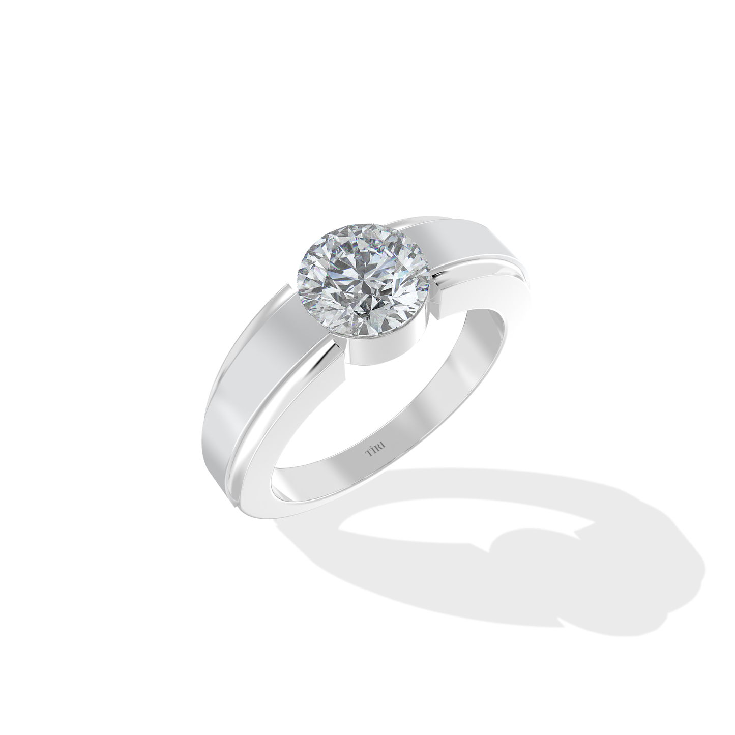 Tiri 3.00 TW diamond ring featuring a sparkling gold band with a central round-cut diamond for elegant jewelry.