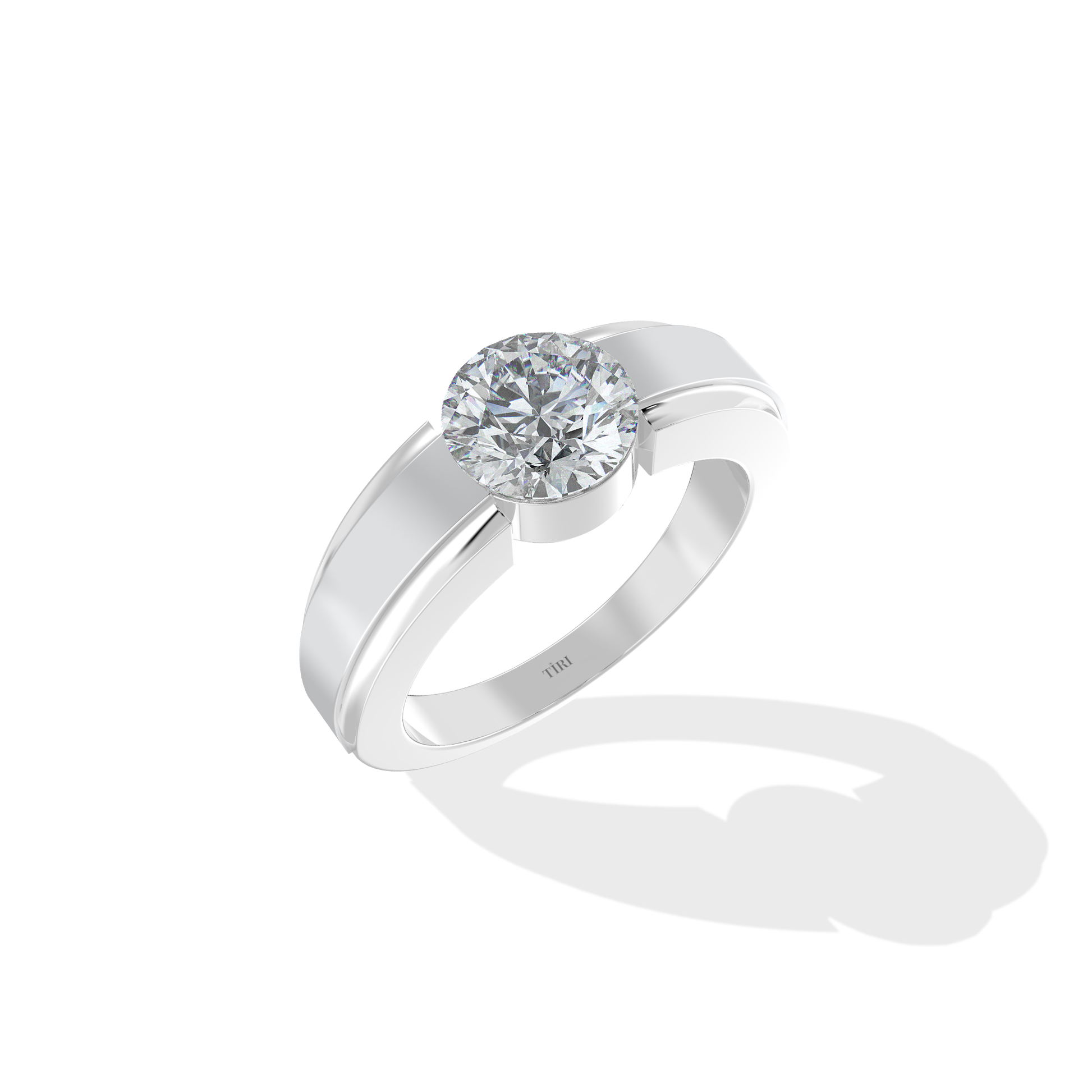 Tiri 3.00 TW diamond ring featuring a sparkling gold band with a central round-cut diamond for elegant jewelry.