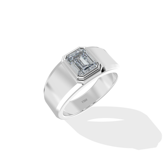 Tiri 1.00 TW diamond ring featuring a sleek band with a sparkling central diamond and intricate detailing.