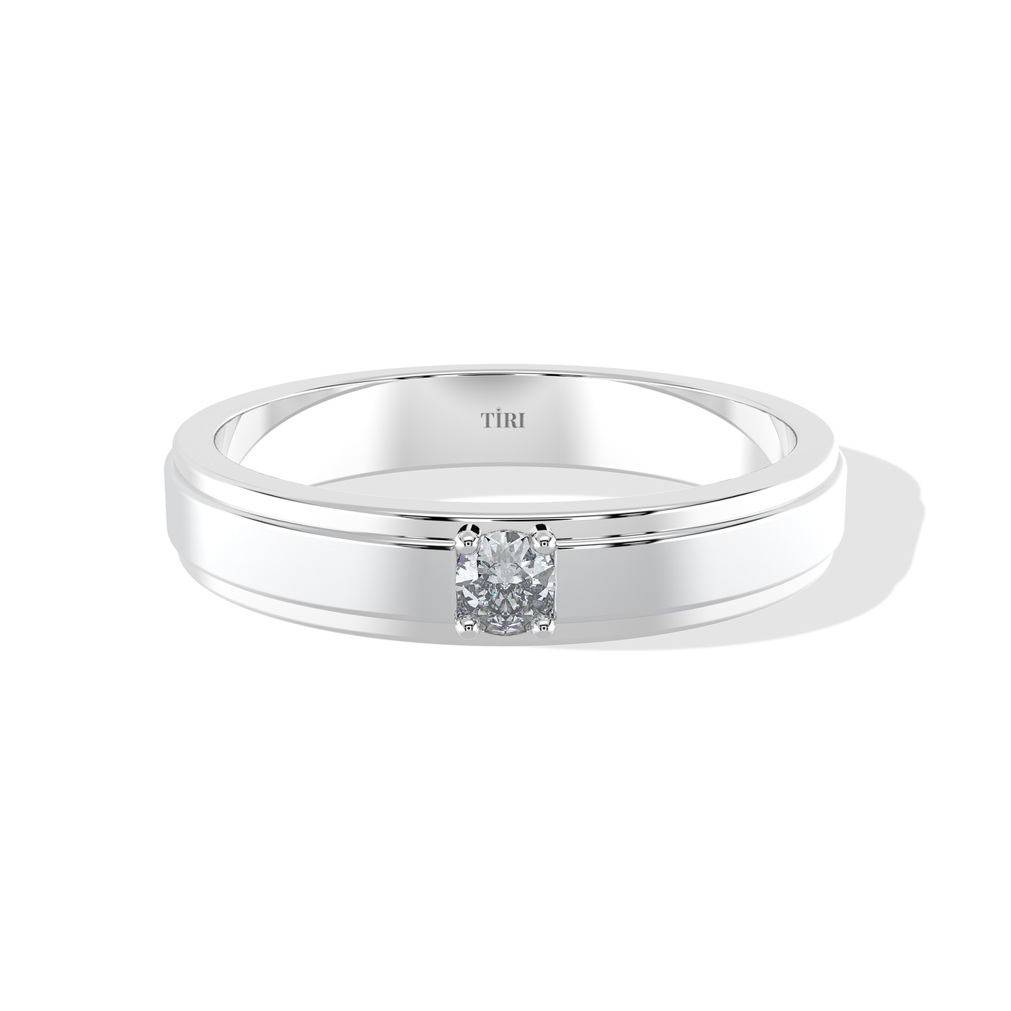 Tiri 0.30 TW diamond ring featuring a sleek band with a sparkling central diamond and intricate detailing.
