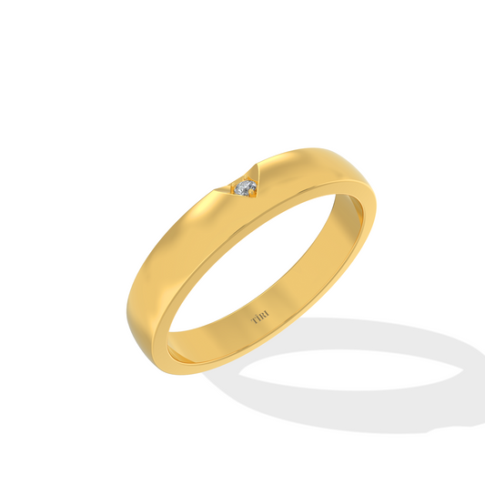 Tiri 0.10 TW diamond ring featuring a sleek band with a sparkling diamond accent on a white background.