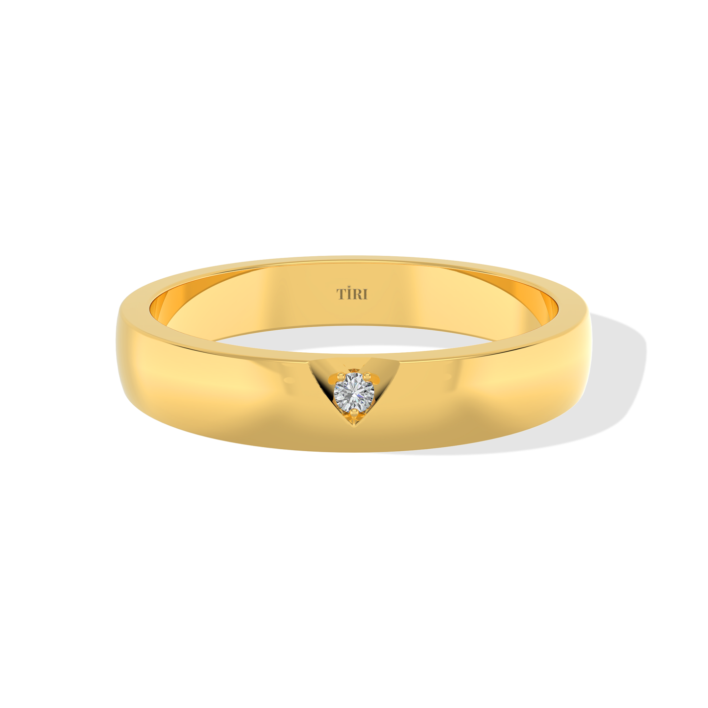 Close-up of Tiri 0.10 TW diamond ring featuring a sleek design with sparkling diamonds and a polished platinum band.