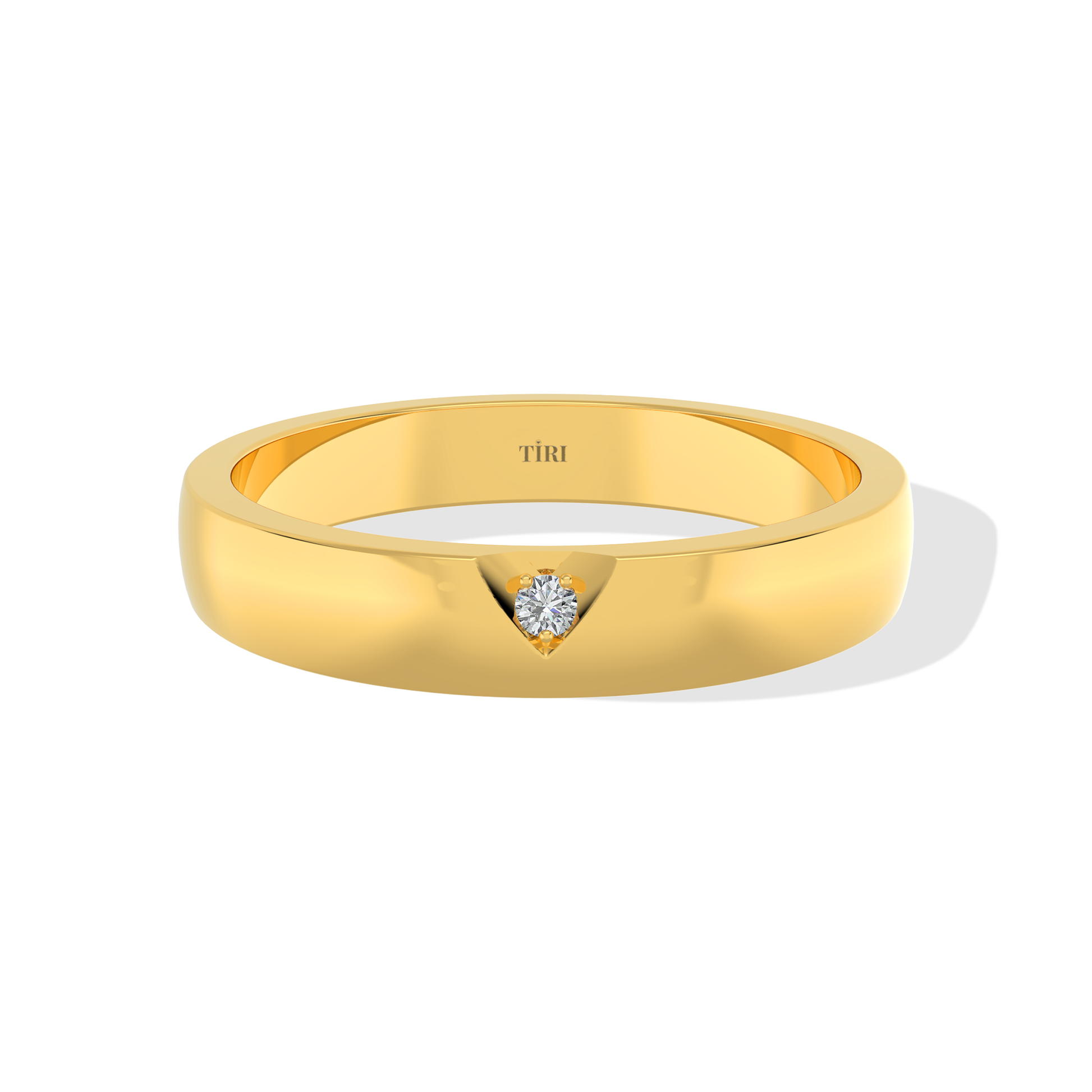 Close-up of Tiri 0.10 TW diamond ring featuring a sleek design with sparkling diamonds and a polished platinum band.