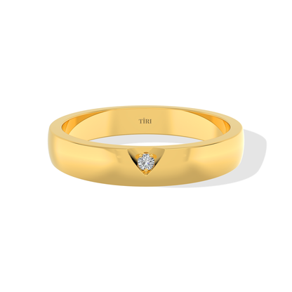 Close-up of Tiri 0.10 TW diamond ring featuring a sleek design with sparkling diamonds and a polished platinum band.