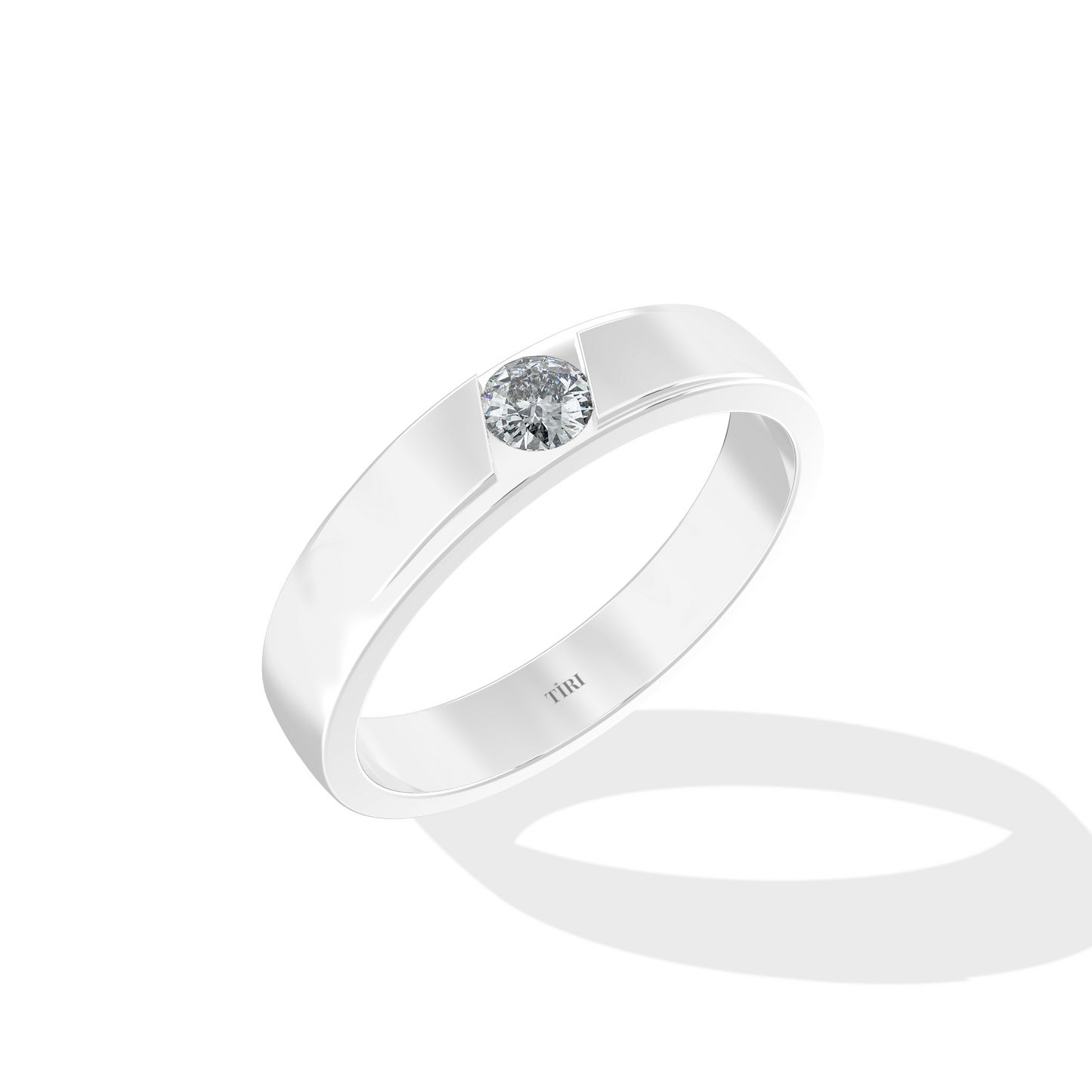Tiri 0.50 TW diamond ring with a sleek band and sparkling solitaire diamond, showcasing elegant jewelry design.